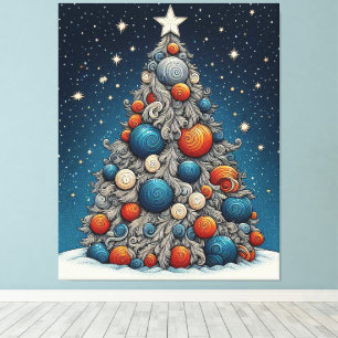 Whimsikaler Weihnachtsbaum Leinwanddruck