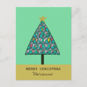 Whimsikaler Weihnachtsbaum mit Leuchten benannt Postkarte (Vorderseite)