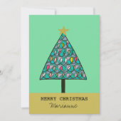 Whimsikaler Weihnachtsbaum mit Lichterfröhlichkeit Einladung (Vorderseite)