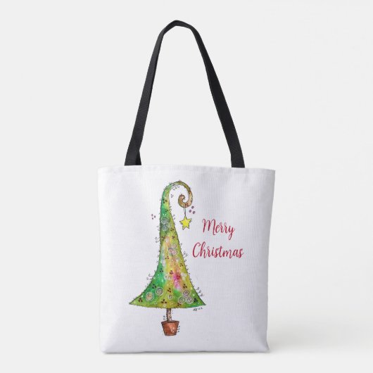 Whimsikaler Weihnachtsbaum Tasche (Rückseite)