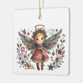 Whimsikaler Weihnachtsgel mit mehrfarbigen Flügeln Keramikornament (Links)