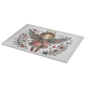 Whimsikaler Weihnachtsgel mit mehrfarbigen Flügeln Schneidebrett (Ecke)