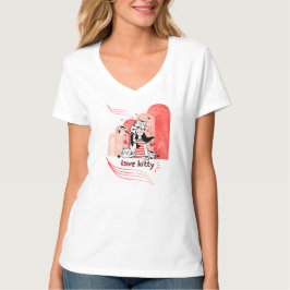Whimsikales "Love Kitty"-Grafik-Doodle T-Shirt