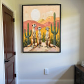 Whimsikales Meerkatten-Trio Wüstenkunst Poster