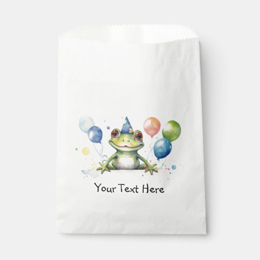 Whimsikalgrüner Frosch mit Ballons Geschenktütchen (Vorderseite)