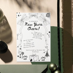 Whimsikalisch von Hand gezeichneter Bogen Silveste Einladung