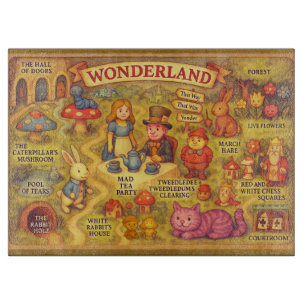 Whimsikalische Alice Abenteuer in Wonderland Karte Schneidebrett