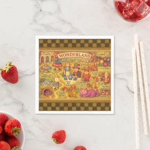 Whimsikalische Alice Abenteuer in Wonderland Karte Serviette