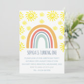 Whimsikalische Boho-Regenbogen-Sonne Einladung zum (Stehend Vorderseite)