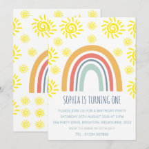 Whimsikalische Boho-Regenbogen-Sonne Einladung zum