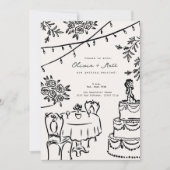 Whimsikalische Cocktail-Minimalistische Hochzeitse Einladung (Vorderseite)