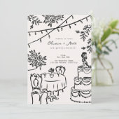 Whimsikalische Cocktail-Minimalistische Hochzeitse Einladung (Stehend Vorderseite)