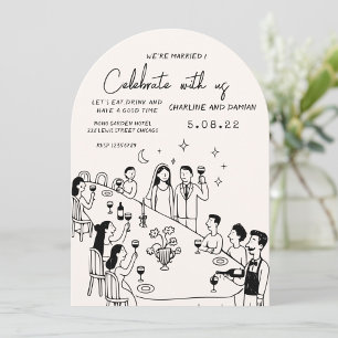 Whimsikalische handgezeichnete Kritzel-Hochzeitsei Einladung