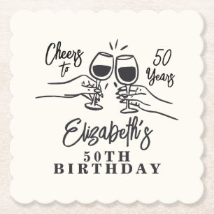Whimsikalische handgezeichnete Prost auf 50 Jahre  Untersetzer