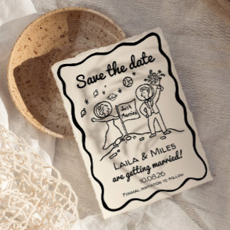 Whimsikalische kosmische Raum-Save-The-Date-Einlad Save The Date