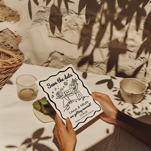 Whimsikalische kosmische Weltraum Save The Date Ho