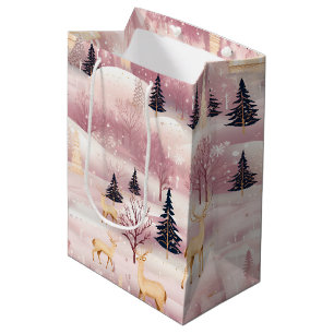 Whimsikalische rosa Winterlandschaft (1) Mittlere Geschenktüte