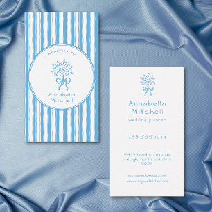 Whimsikalischer Blau-Weiß-Streifen Eventplaner Flo Visitenkarte