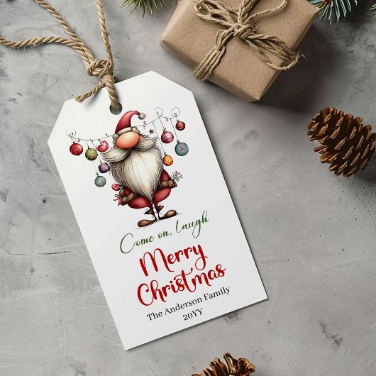 Whimsikalischer lustiger Weihnachtsmann-Geschenkan Geschenkanhänger