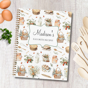 Whimsikalisches Florales Erdbeer-Rezept-Kochbuch Notizblock