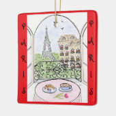 Whimsikalisches Paris und Eiffelturm Französisch Keramikornament (Links)