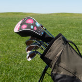 Whimsikalrosa blaue Herzen und Blume Blumenname Golf Headcover (In SItu)