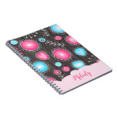 Whimsikalrosa blaue Herzen und Blume Blumenname Notizblock (Rechte Seite)