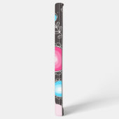 Whimsikalrosa blaue Herzen und Blume Blumenname Samsung Galaxy Hülle (Linke Seite)