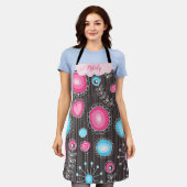 Whimsikalrosa blaue Herzen und Blume Blumenname Schürze (Getragen)