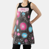 Whimsikalrosa blaue Herzen und Blume Blumenname Schürze (InSitu)