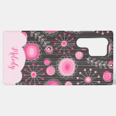 Whimsikalrosa graue Herzen und Blume Blumenname Samsung Galaxy Hülle (Rückseite (Horizontal))