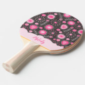 Whimsikalrosa graue Herzen und Blume Blumenname Tischtennis Schläger (Vorderseite)
