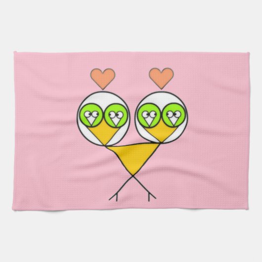 Whimsikalrosa niedliche Lieblinge mit Herzen Geschirrtuch (Horizontal)