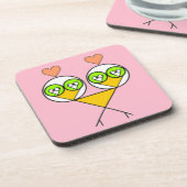 Whimsikalrosa niedliche Lieblinge mit Herzen Getränkeuntersetzer (Linke Seite)