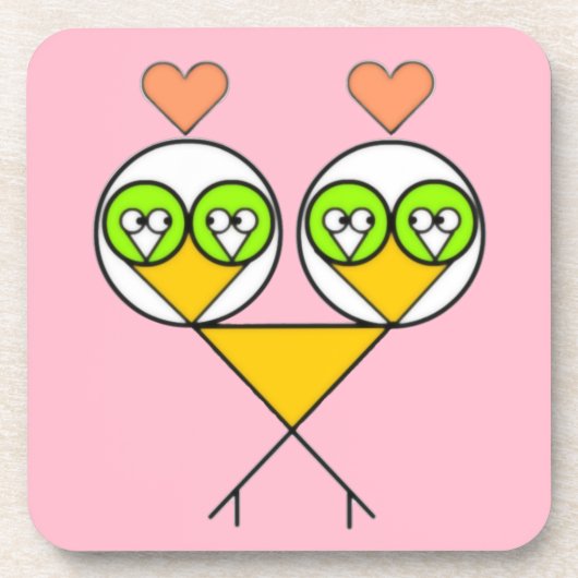 Whimsikalrosa niedliche Lieblinge mit Herzen Getränkeuntersetzer (Vorderseite)