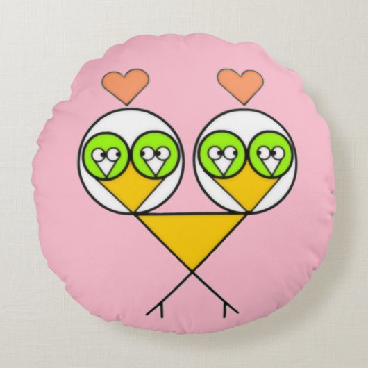 Whimsikalrosa niedliche Lieblinge mit Herzen Rundes Kissen (Vorderseite)