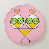 Whimsikalrosa niedliche Lieblinge mit Herzen Rundes Kissen (Rückseite)