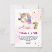 Whimsikalrosa Regenbogen einhorn 1. Geburtstag Par Dankeskarte (Vorderseite)