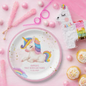 Whimsikalrosa Regenbogen einhorn 1. Geburtstag Par Pappteller (Party)
