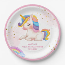 Whimsikalrosa Regenbogen einhorn 1. Geburtstag Par
