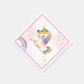 Whimsikalrosa Regenbogen einhorn 1. Geburtstag Par Serviette (Ecke)