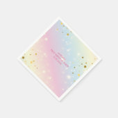 Whimsikalrosa Regenbogen einhorn 1. Geburtstag Par Serviette (Ecke)