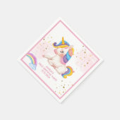 Whimsikalrosa Regenbogen einhorn 1. Geburtstag Par Serviette (Ecke)