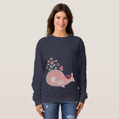 Whimsikalrosa Schwangwale mit Zwillingsmädchen Sweatshirt (Vorne ganz)