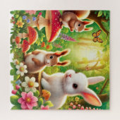Whimsikalwaldszene mit Kaninchen, Eichhörnchen Puzzle (Horizontal)