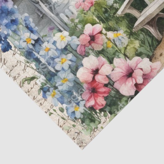 Whimsikanische Hütte Märchengebirge Blumengarten Seidenpapier (Detail)