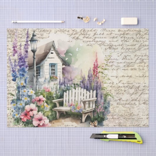 Whimsikanische Hütte Märchengebirge Blumengarten Seidenpapier (Handwerk)