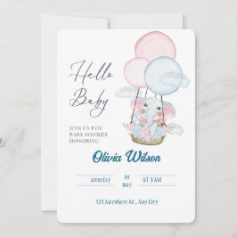 Whimsikant Elephant Baby Showcard - Unisex Design Einladung