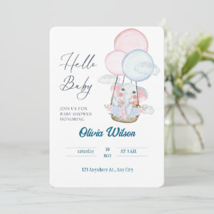 Whimsikant Elephant Baby Showcard - Unisex Design Einladung