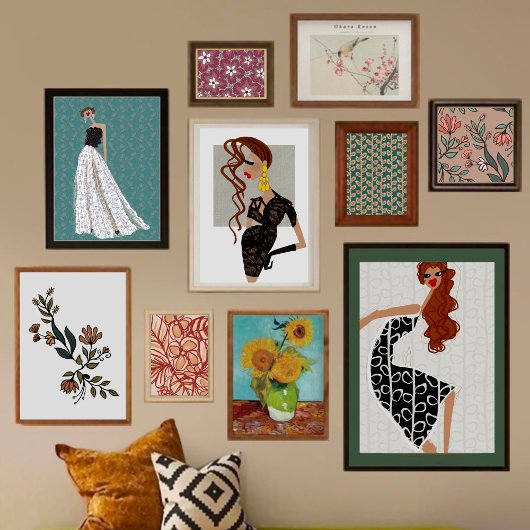 Whimsikäre Blume & Blätter Bouquet Fotodruck